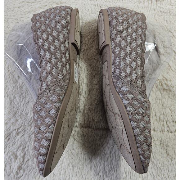 Sketchers Sz8 Air Cooled Cleo Honeycomb Flats‎ Oatmeal Brown Pointedtoes Textile - Picture 6 of 15